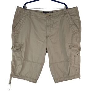 Plugg Cargo Shorts Mens Size‎ 44x14 Tan 100% Cotton Baggy Skater Fishing Utility